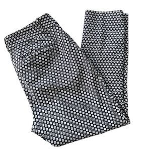 LOFT Julie Skinny Ankle Pants Black & White Geometric Print Size 10